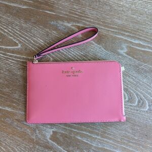 NWT Kate Spade Lucy Blossom Pink Leather Medium L-Zip Wristlet Wallet